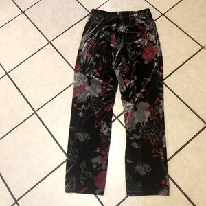Pants, by Susan Graver size small, red black, gray multi color, flowered pants